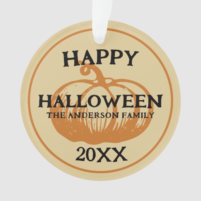 happy halloween name pet photo ornament (Front)