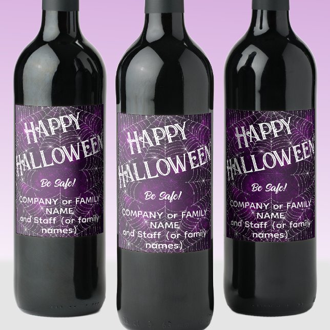Happy Halloween, Name, Purple White 6 Wine Labels (Creator Uploaded)