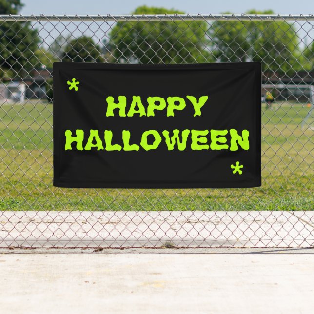 Happy Halloween neon green slime spooky typography Banner (Insitu)