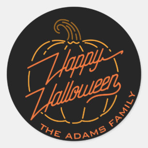 Happy Halloween Neon Personalised Stickers