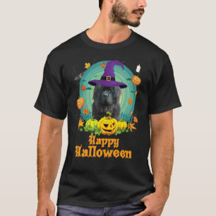 Happy Halloween Newfoundland Dog Pumpkin Witch Gho T-Shirt