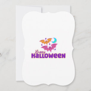 Happy Halloween Night – Cute Bats & Moon Spooky  Thank You Card