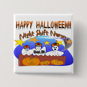 Happy Halloween Night Shift Nurse 15 Cm Square Badge