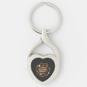 Happy Halloween Nights Cute Pumpkin Ghost. Key Ring
