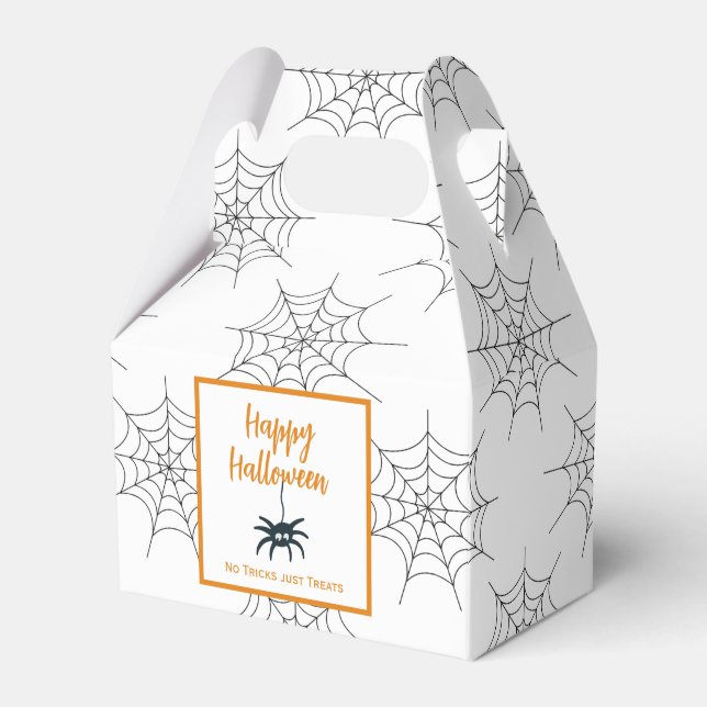 Happy Halloween no trick just treats spider cobweb Favour Box (Front Side)