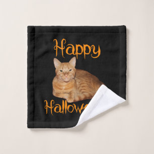 Happy Halloween Non-Scary Orange Tabby Cat Wash Cloth