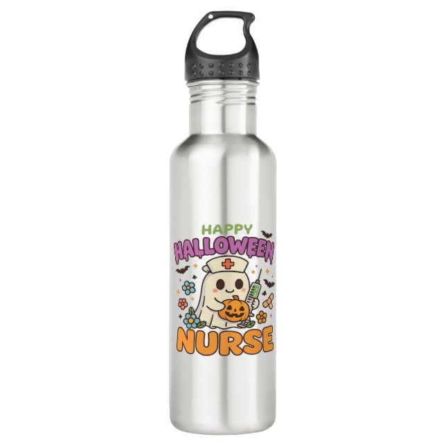 Happy Halloween Nurse Shirt – Cute Spooky Medical  710 Ml Water Bottle (Front)