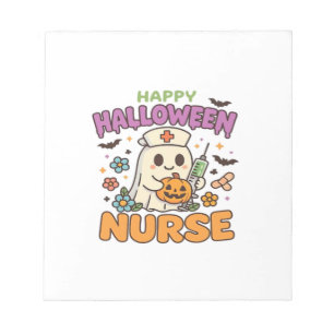 Happy Halloween Nurse Shirt Cute Spooky Medical W Notepad