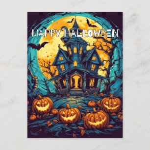 Happy Halloween   Old Haunted House Postcard