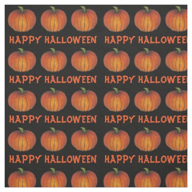 Happy Halloween Orange and Black Pumpkin Patch Fabric (Swatch)