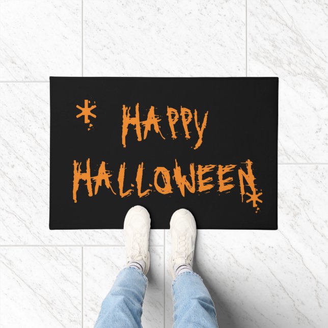 Happy Halloween, Orange Black Doormat (Indoor)