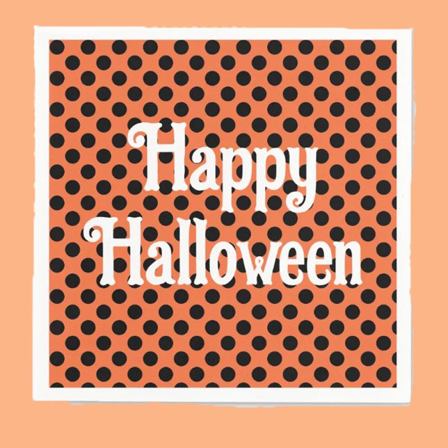 Happy Halloween orange black dots kids party Napkin (Creator Uploaded)