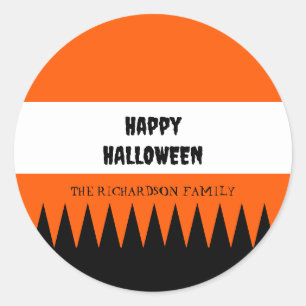 Happy Halloween Orange Black Personalised Classic Round Sticker