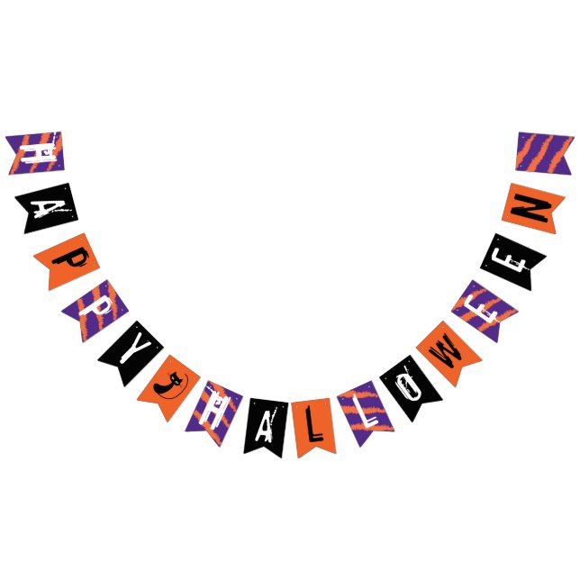 Happy Halloween Orange Black Purple White Scratch Bunting (All)