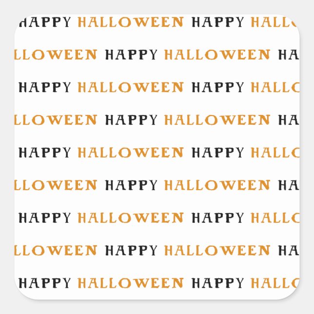 Happy Halloween Orange Black Wording Party Square Sticker (Front)