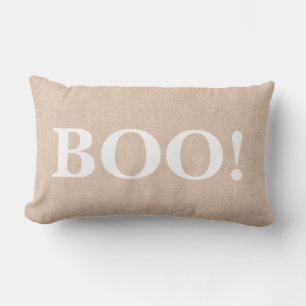 Happy Halloween Orange Boo! Burlap Lumbar Cushion