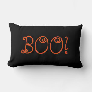Happy Halloween Orange Chevron Boo! Lumbar Cushion
