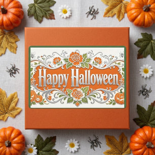 Happy Halloween Orange Jack Fall Art 1st Birthday Rectangular Sticker