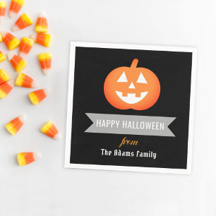 Happy Halloween Orange Jack O Lantern Pumpkin Napkin