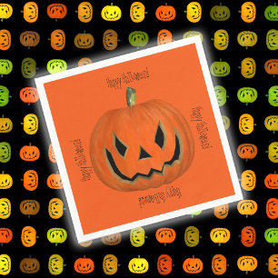 Happy Halloween Orange Jack Pumpkin Face Party Napkin