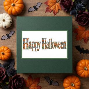 Happy Halloween Orange Jacks Spider Web Autumn Art Rectangular Sticker