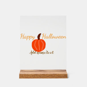 Happy Halloween orange pumpink fall orange brown  Acrylic Sign