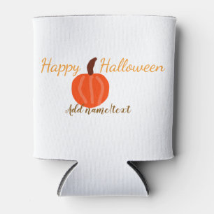 Happy Halloween orange pumpink fall orange brown  Can Cooler
