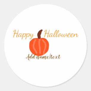 Happy Halloween orange pumpink fall orange brown  Classic Round Sticker