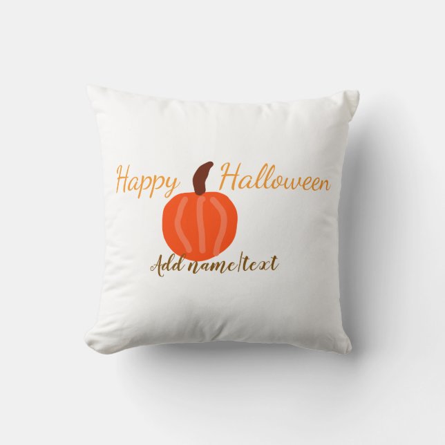 Happy Halloween orange pumpink fall orange brown  Cushion (Front)