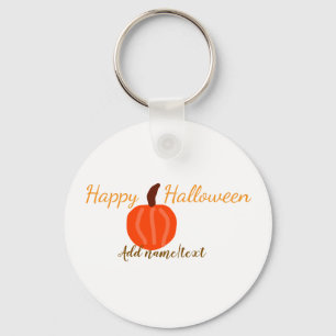 Happy Halloween orange pumpink fall orange brown Key Ring