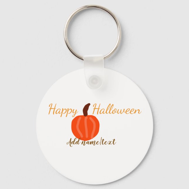 Happy Halloween orange pumpink fall orange brown  Key Ring (Front)