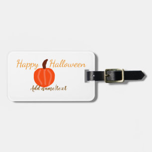 Happy Halloween orange pumpink fall orange brown Luggage Tag