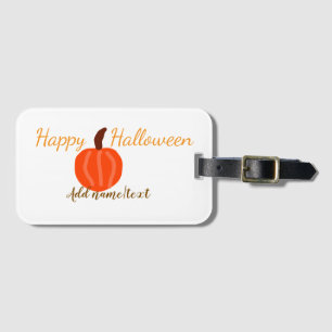 Happy Halloween orange pumpink fall orange brown Luggage Tag