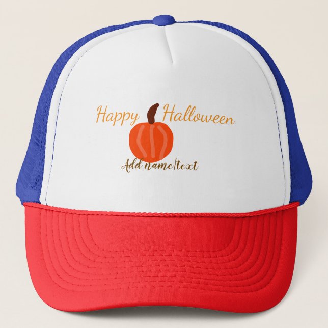 Happy Halloween orange pumpink fall orange brown  Trucker Hat (Front)