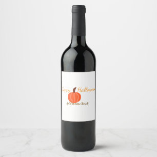 Happy Halloween orange pumpink fall orange brown Wine Label