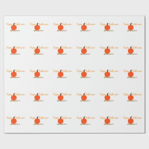 Happy Halloween orange pumpink fall orange brown  Wrapping Paper