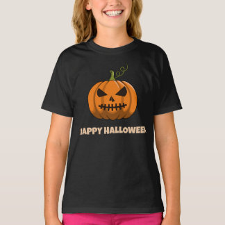 Happy Halloween Orange Pumpkin Girls T-shirt