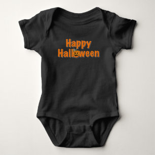 Happy Halloween orange pumpkin jack o lantern Baby Bodysuit
