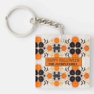 Happy Halloween Orange Pumpkin Key Ring