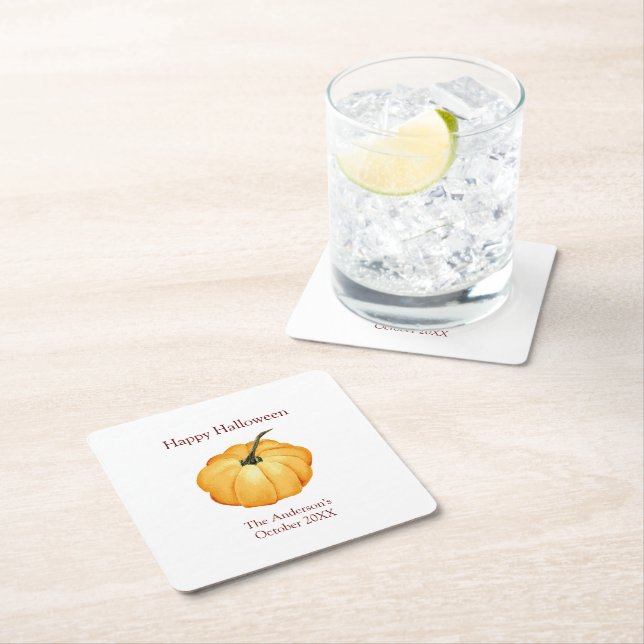 Happy Halloween orange pumpkin Paper Coaster (Insitu)