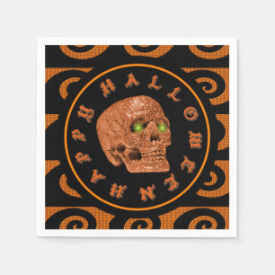 Happy Halloween Orange Skull Napkin