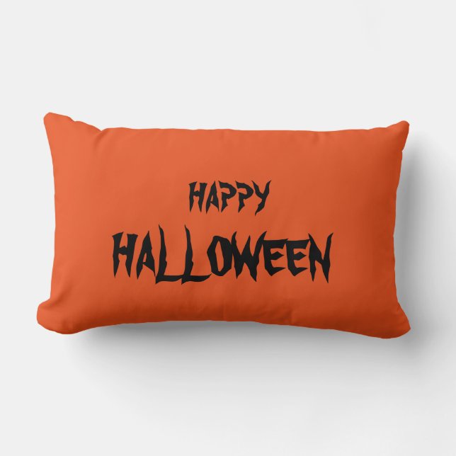 Happy Halloween Orange Throw Lumbar Cushion (Front)