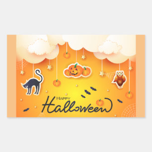 Happy Halloween over the Clouds Rectangular Sticker