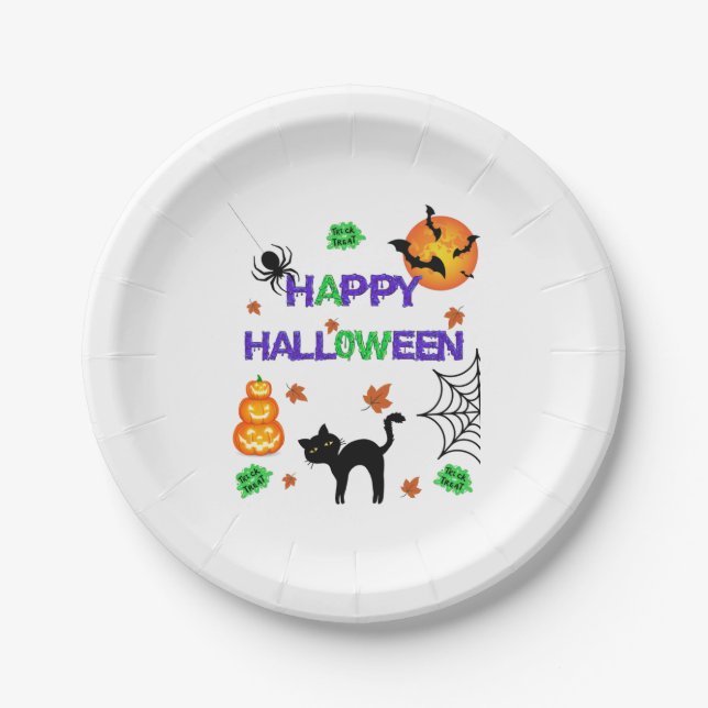 Happy Halloween Paper Plates (Front)