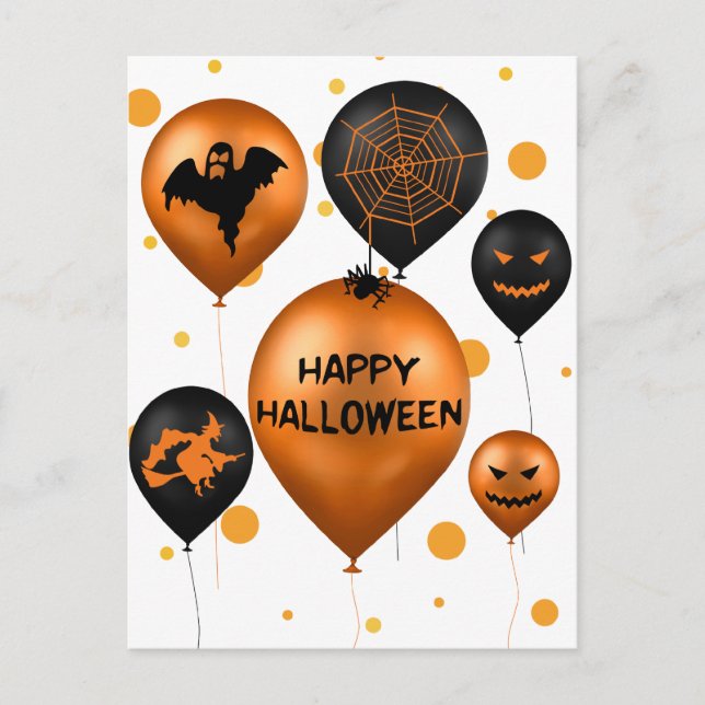 Happy Halloween Party Balloons Holiday Postcard (Front)