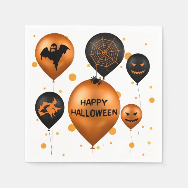 Happy Halloween Party Balloons Napkin (Front)