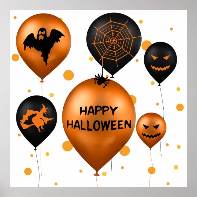 Happy Halloween Party Balloons Poster (Front)