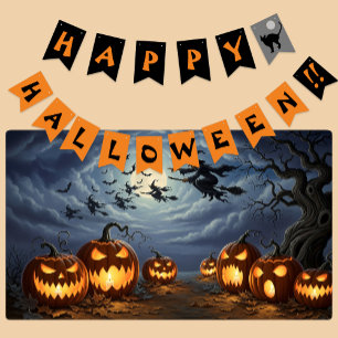 Happy Halloween Party, Black Cat Bunting Flags