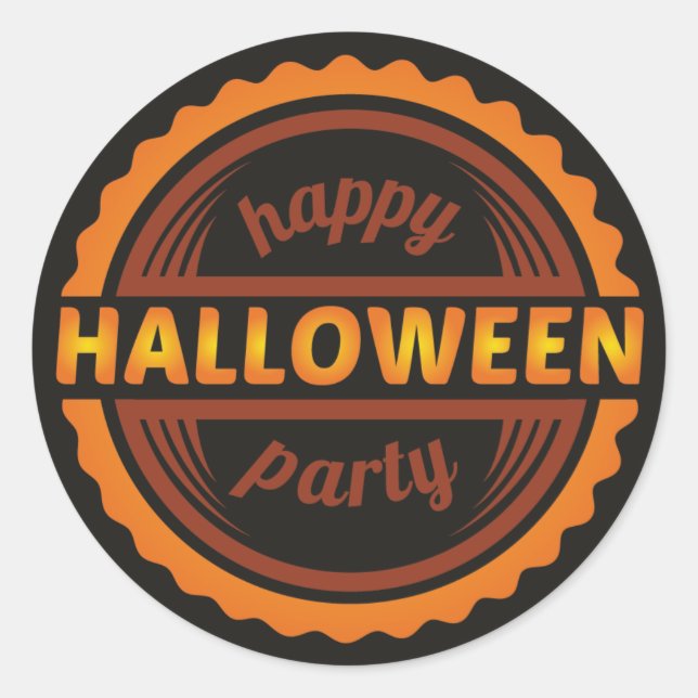 Happy Halloween Party black & gold sticker (Front)