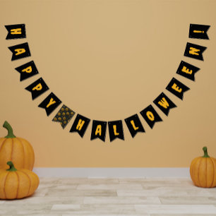 'Happy Halloween' party black spooky pumpkin Bunting